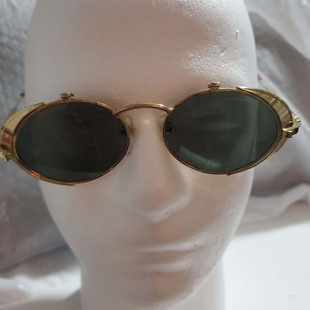 Sun Glasses Steampunk, gold rimmed. Vintage Unisex - Picture 3 of 4